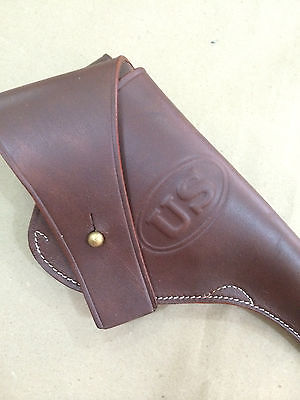 thumbnail image 2 of US WW1 M1917 1942 .45 Pistol Revolver Holster - Premium Drum Dyed Leather (Left Hand) 2 of 5