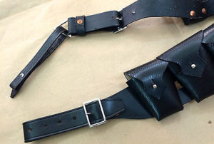 UK 1903 Pattern Leather Cavalry Bandolier - BLACK - Allmadeups